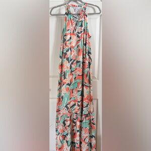 Nine West Vibrant Floral Halter Style Maxi Dress Medium